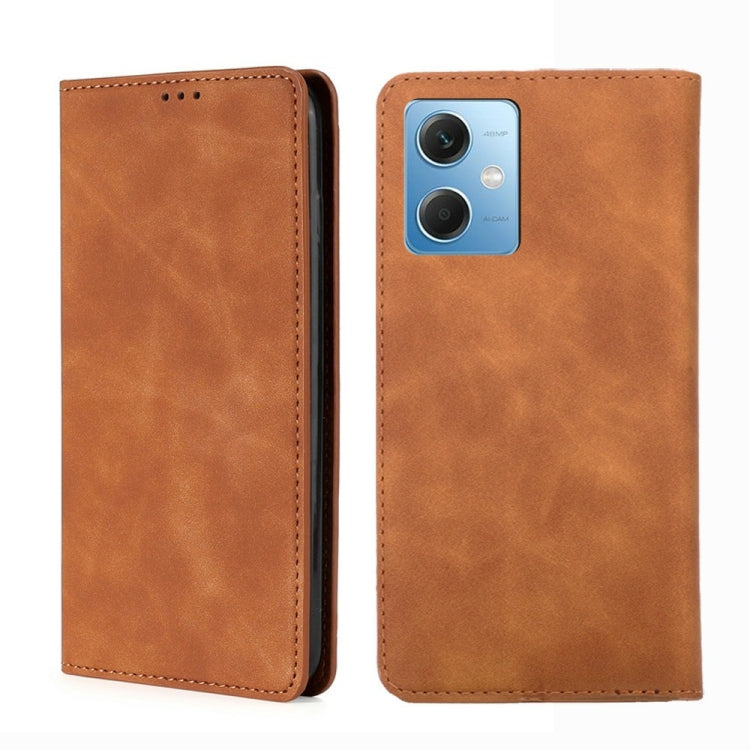 For Xiaomi Redmi Note 12 China Skin Feel Magnetic Horizontal Flip Leather Phone Case