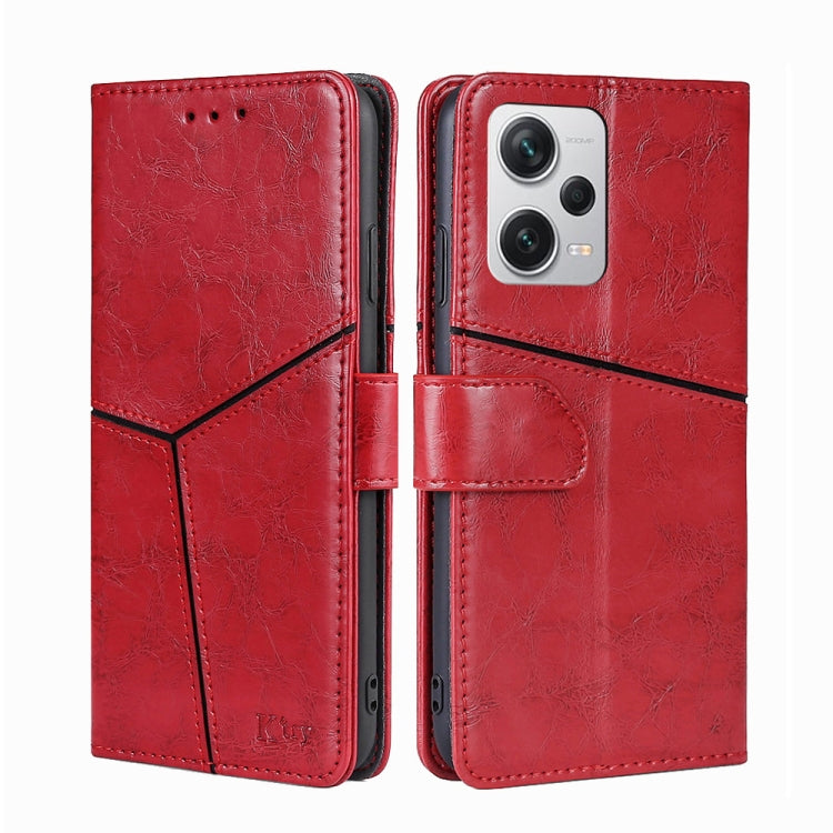For Xiaomi Redmi Note 12 Pro+ China Geometric Stitching Horizontal Flip Leather Phone Case