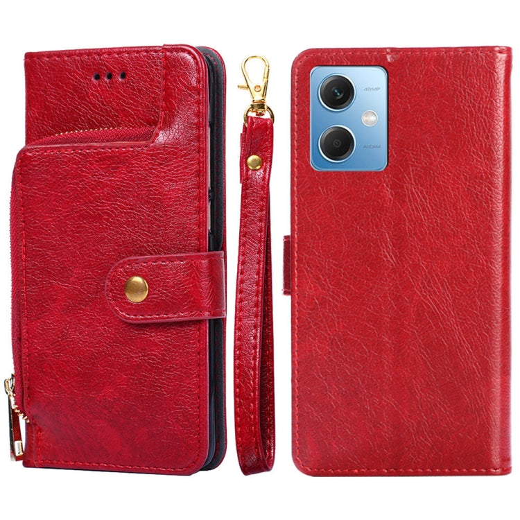 For Xiaomi Redmi Note 12 China Zipper Bag Leather Phone Case