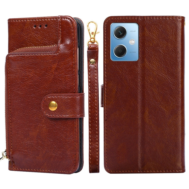 For Xiaomi Redmi Note 12 China Zipper Bag Leather Phone Case