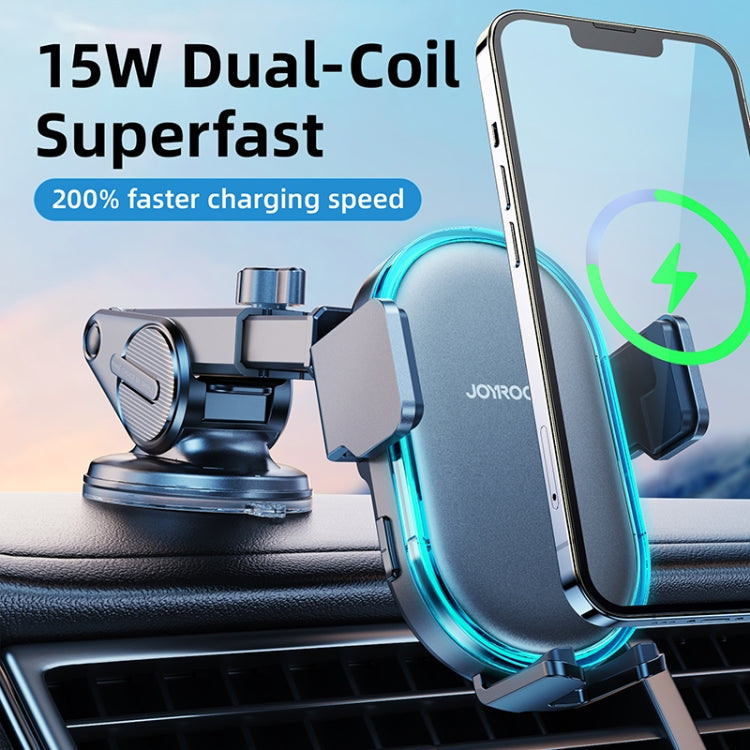 JOYROOM JR-ZS299 15W Double-Coil Wireless Charger Car Dashboard Phone Holder(Black)