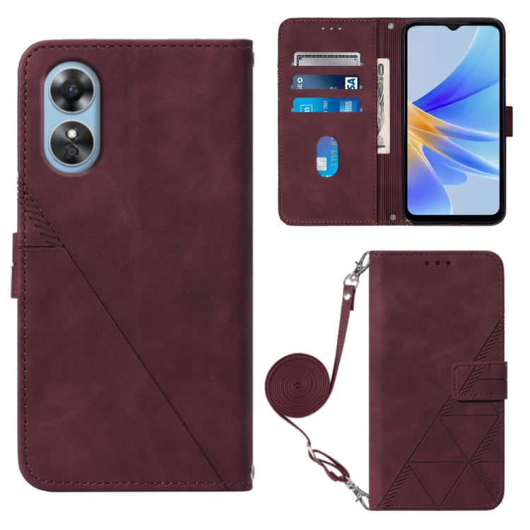 For OPPO A17 4G Crossbody 3D Embossed Flip Leather Phone Case