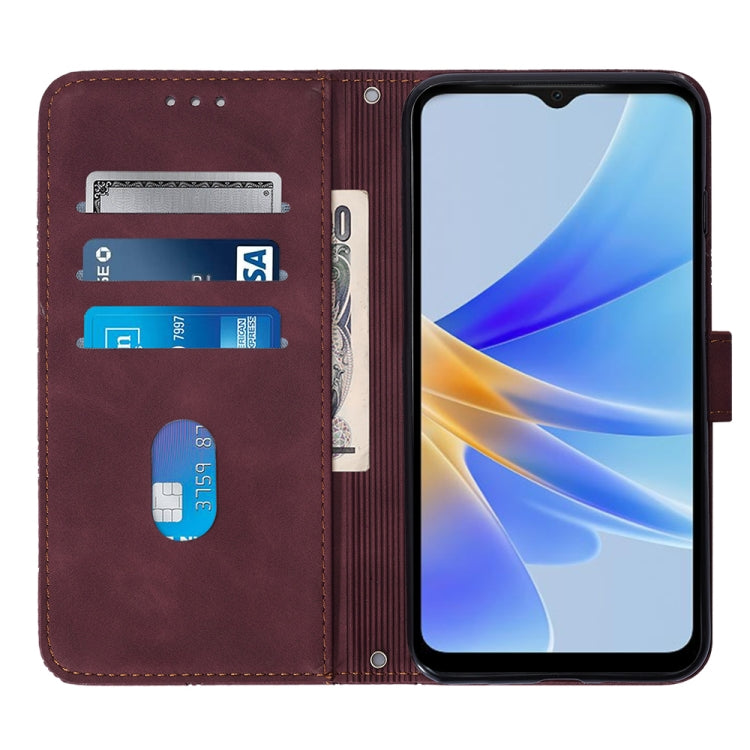 For OPPO A17 4G Crossbody 3D Embossed Flip Leather Phone Case