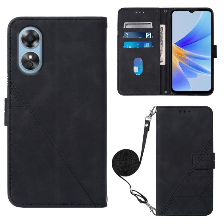 For OPPO A17 4G Crossbody 3D Embossed Flip Leather Phone Case