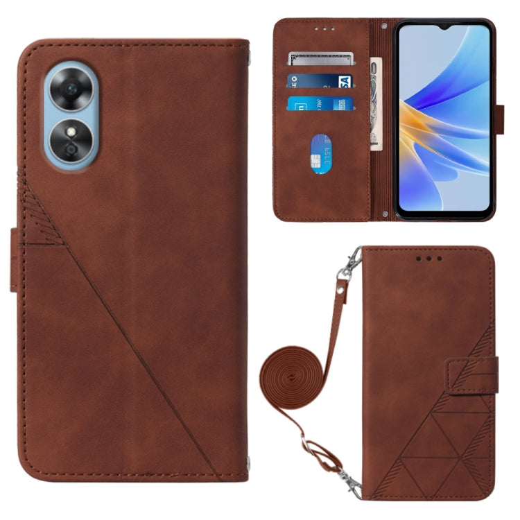 For OPPO A17 4G Crossbody 3D Embossed Flip Leather Phone Case