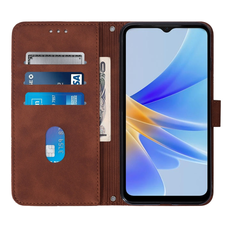 For OPPO A17 4G Crossbody 3D Embossed Flip Leather Phone Case