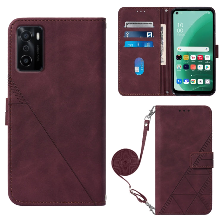 For OPPO A55S 5G CPH2309 JP Edition Crossbody 3D Embossed Flip Leather Phone Case