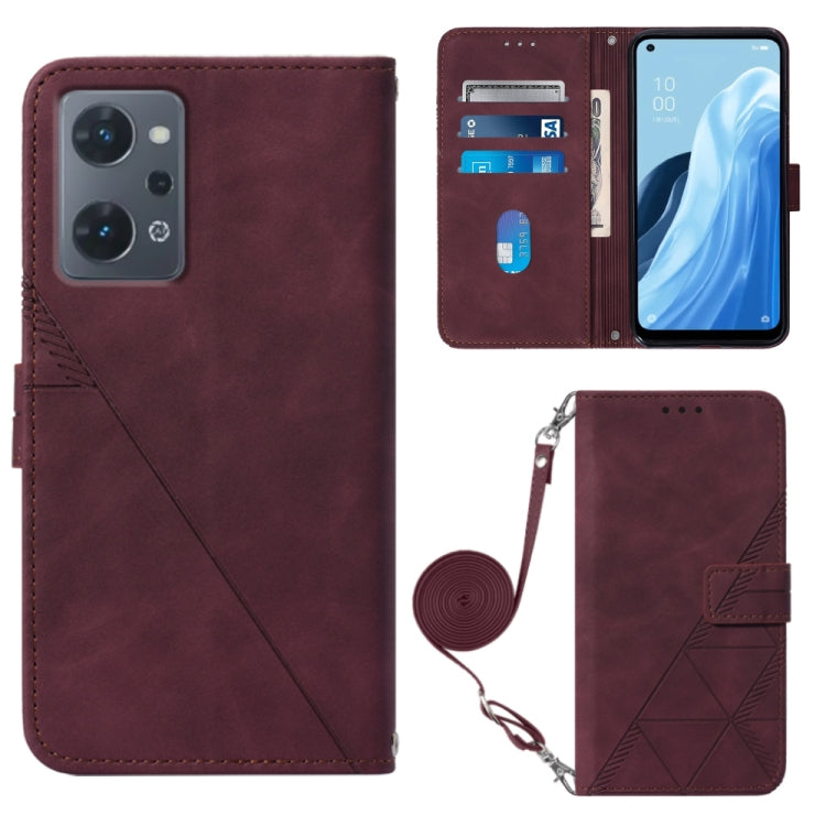 For OPPO Reno7 A JP Edition Crossbody 3D Embossed Flip Leather Phone Case