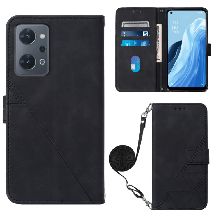 For OPPO Reno7 A JP Edition Crossbody 3D Embossed Flip Leather Phone Case