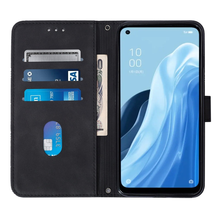 For OPPO Reno7 A JP Edition Crossbody 3D Embossed Flip Leather Phone Case