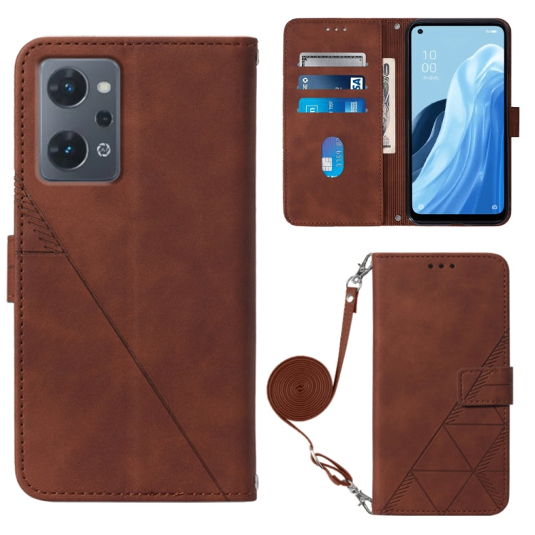 For OPPO Reno7 A JP Edition Crossbody 3D Embossed Flip Leather Phone Case