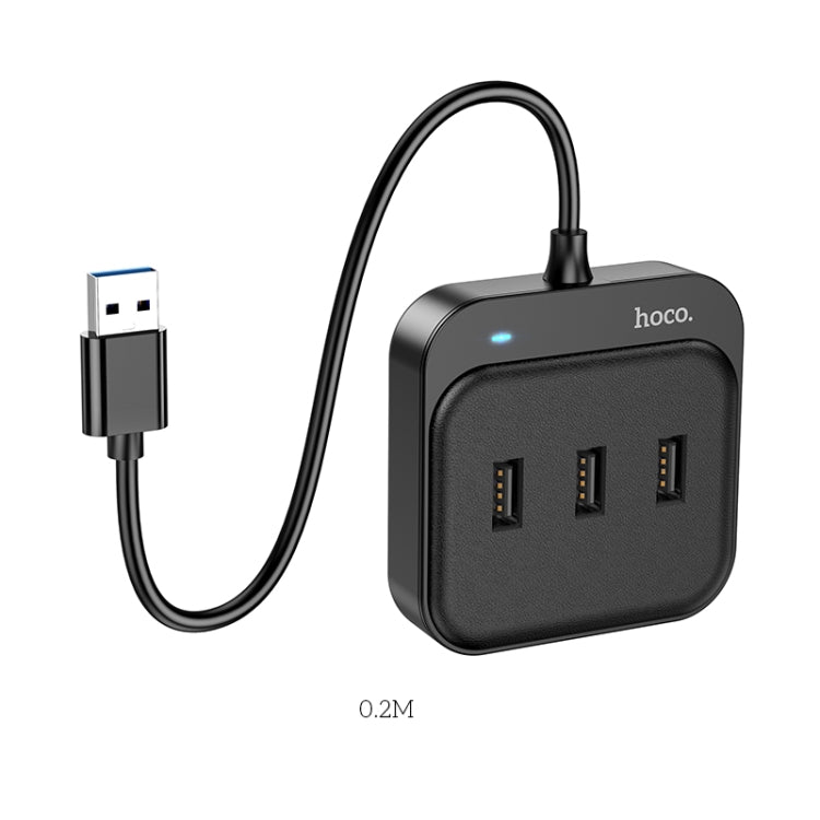 hoco HB31 Easy 4 in 1 USB to USB3.0+USB2.0x3 Converter, Cable Length:0.2m(Black)