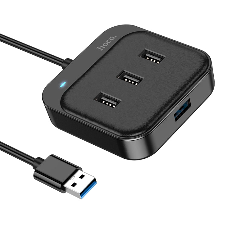 hoco HB31 Easy 4 in 1 USB to USB3.0+USB2.0x3 Converter, Cable Length:0.2m(Black)