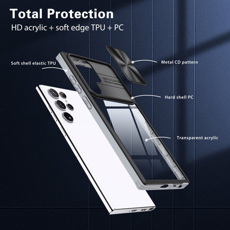 For Samsung Galaxy S22 Ultra 5G 360 degree Full Coverage Sliding Camshield Phone Case