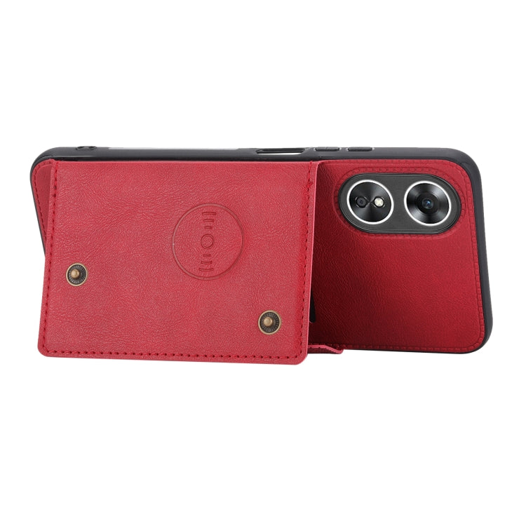 For OPPO A17 Double Buckle Card Slots Magnetic Phone Case