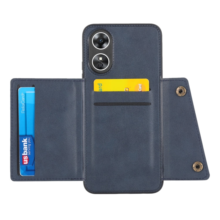 For OPPO A17 Double Buckle Card Slots Magnetic Phone Case