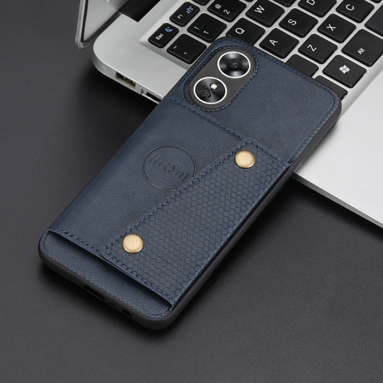 For OPPO A17 Double Buckle Card Slots Magnetic Phone Case