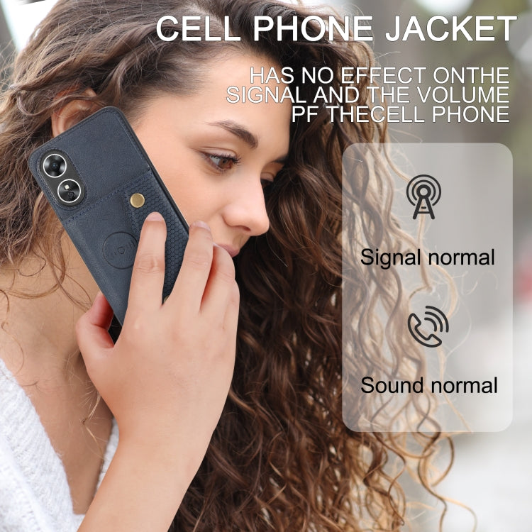 For OPPO A17 Double Buckle Card Slots Magnetic Phone Case