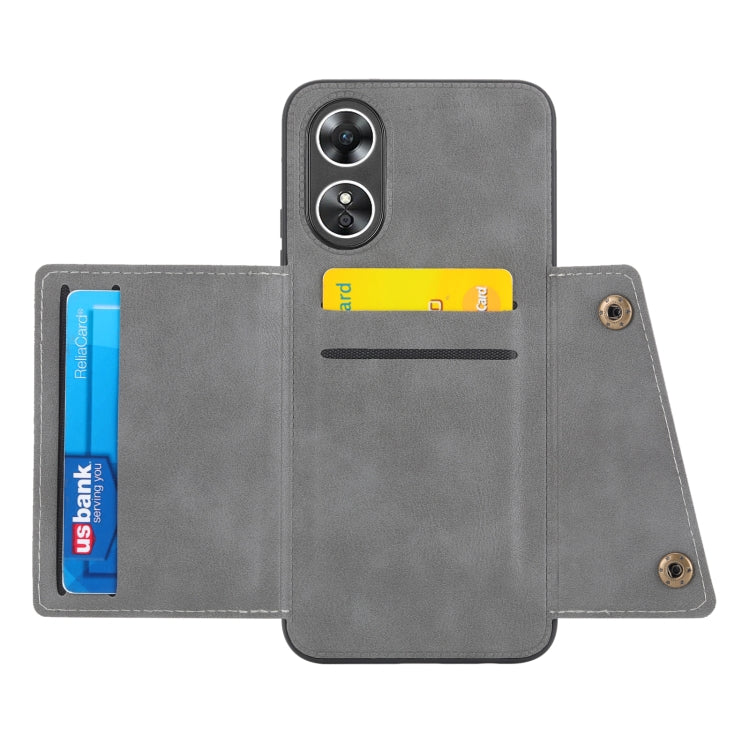 For OPPO A17 Double Buckle Card Slots Magnetic Phone Case