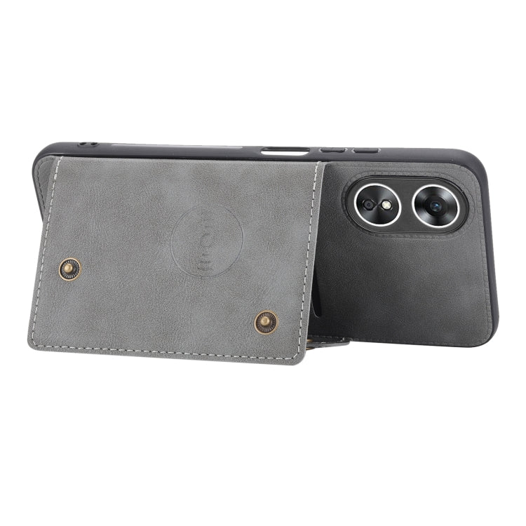 For OPPO A17 Double Buckle Card Slots Magnetic Phone Case