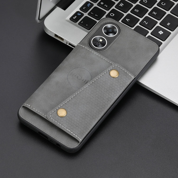 For OPPO A17 Double Buckle Card Slots Magnetic Phone Case