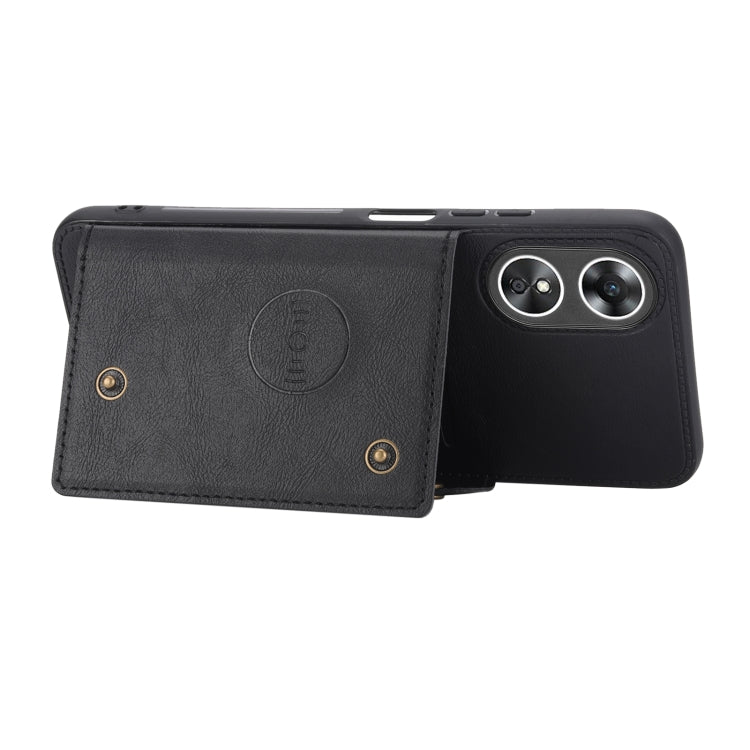 For OPPO A17 Double Buckle Card Slots Magnetic Phone Case