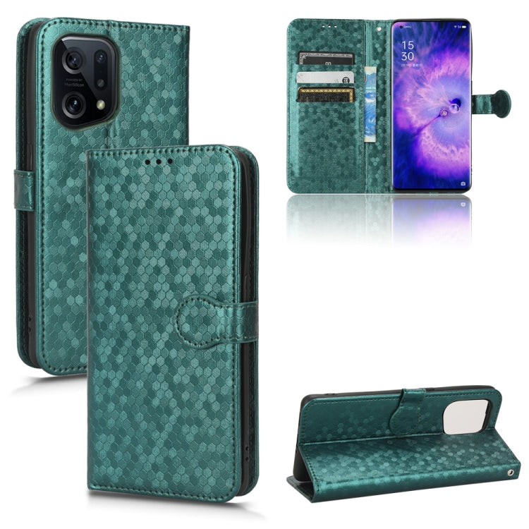 For OPPO Find X5 Honeycomb Dot Texture Leather Phone Case