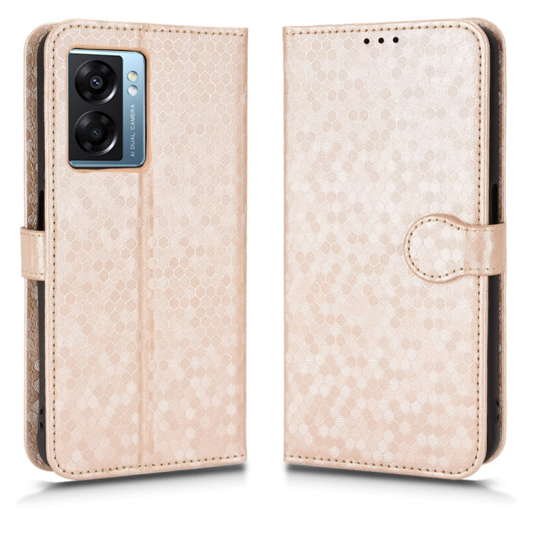 For OPPO A57 5G Honeycomb Dot Texture Leather Phone Case