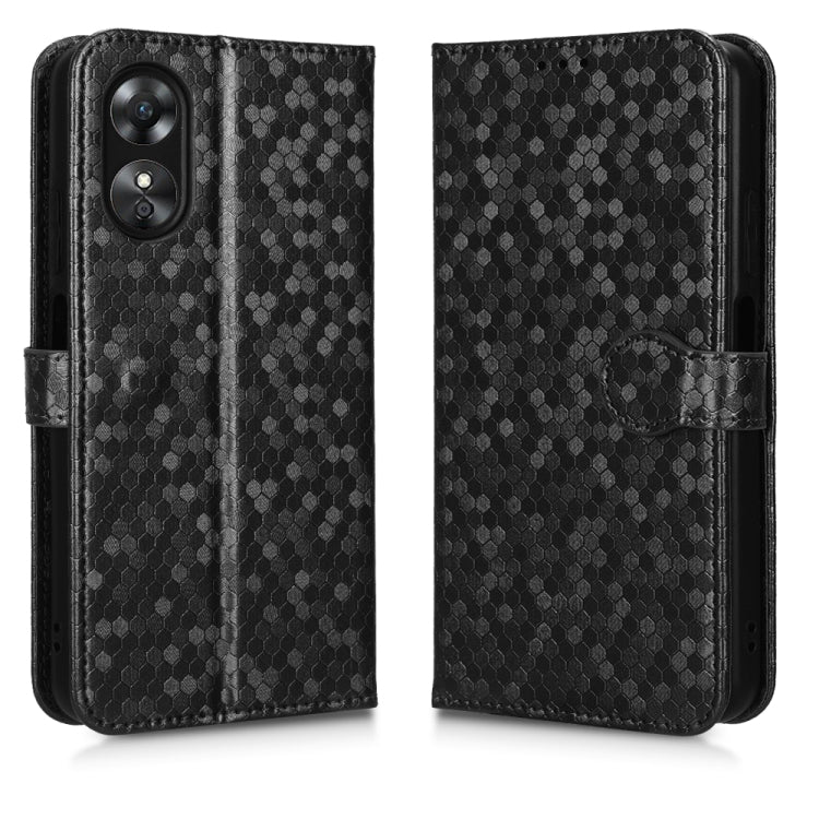 For OPPO A17 Honeycomb Dot Texture Leather Phone Case