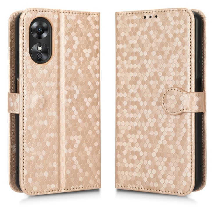 For OPPO A17 Honeycomb Dot Texture Leather Phone Case