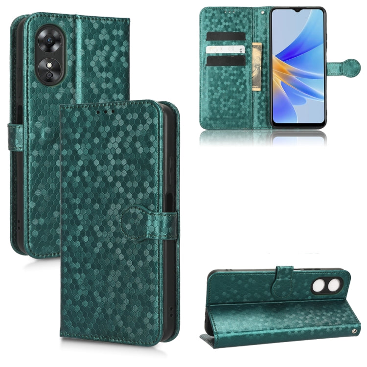 For OPPO A17 Honeycomb Dot Texture Leather Phone Case