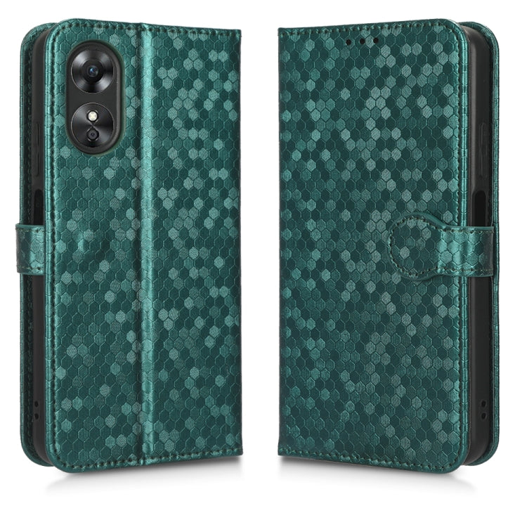 For OPPO A17 Honeycomb Dot Texture Leather Phone Case