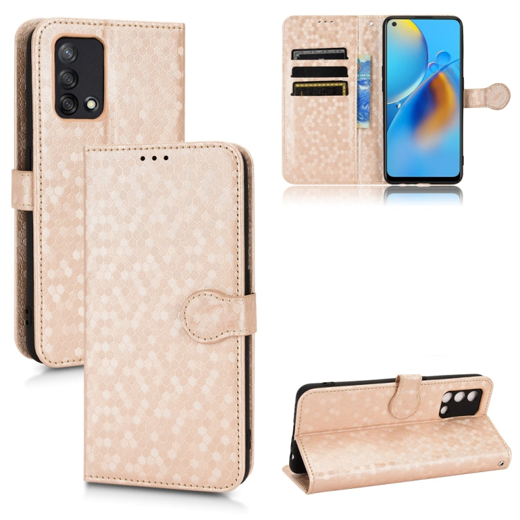 For OPPO F19 4G / A74 4G Honeycomb Dot Texture Leather Phone Case