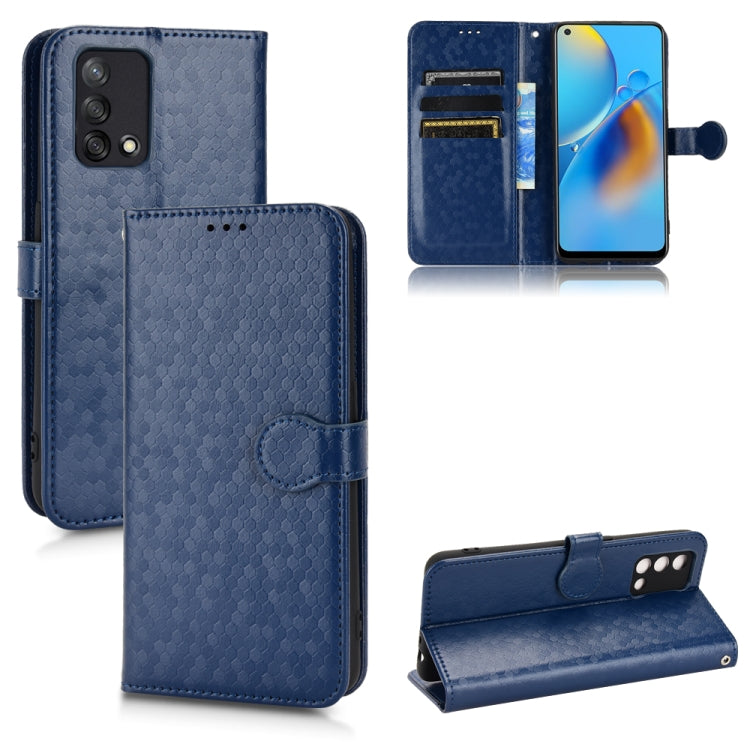 For OPPO F19 4G / A74 4G Honeycomb Dot Texture Leather Phone Case