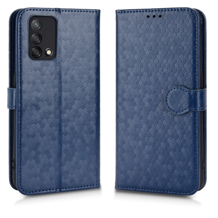 For OPPO F19 4G / A74 4G Honeycomb Dot Texture Leather Phone Case