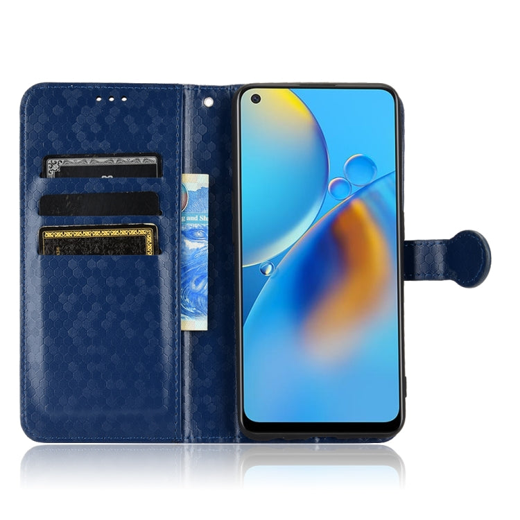 For OPPO F19 4G / A74 4G Honeycomb Dot Texture Leather Phone Case