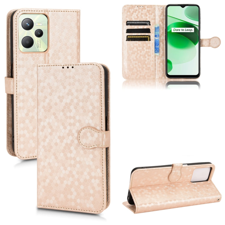 For Realme C35 Honeycomb Dot Texture Leather Phone Case