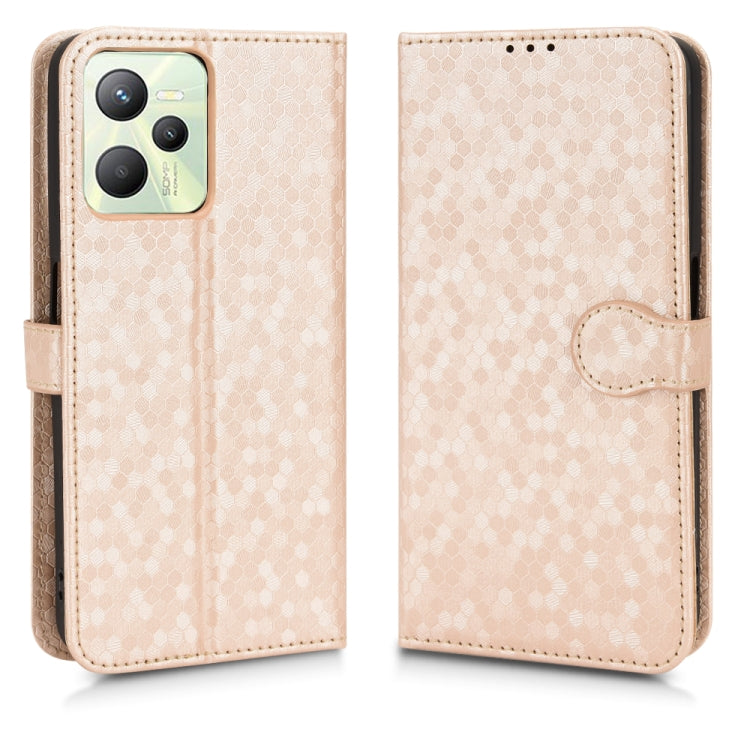 For Realme C35 Honeycomb Dot Texture Leather Phone Case