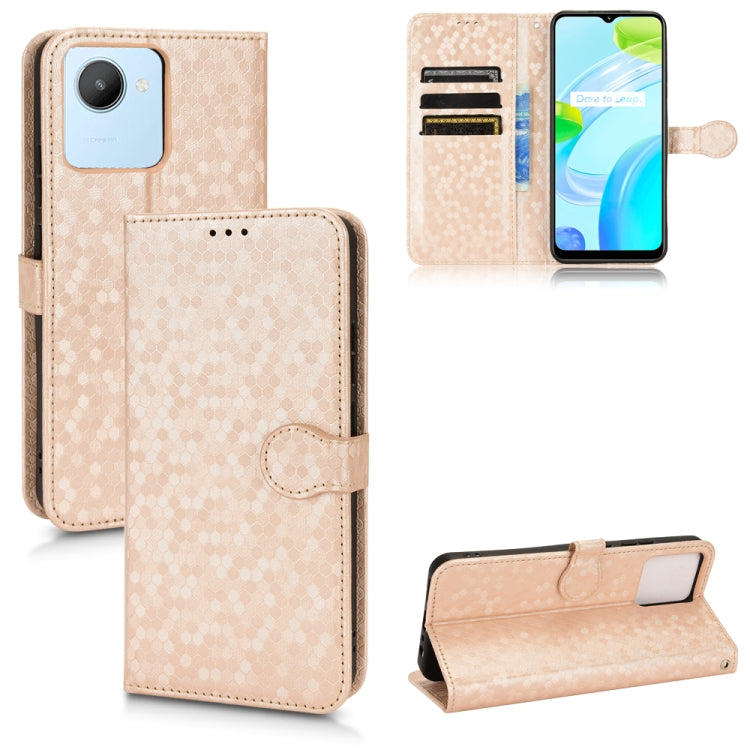 For Realme C30 4G Honeycomb Dot Texture Leather Phone Case