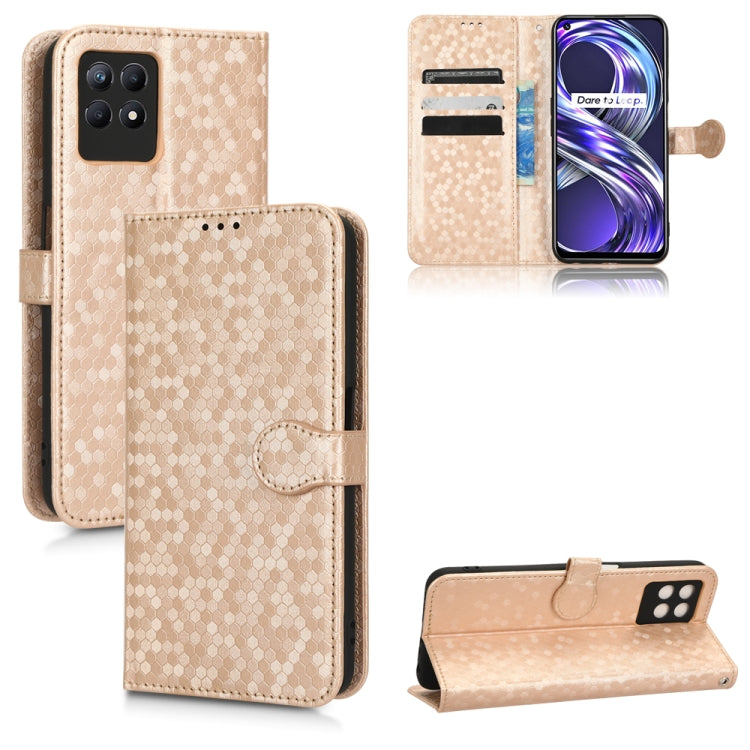 For Realme 8i Honeycomb Dot Texture Leather Phone Case