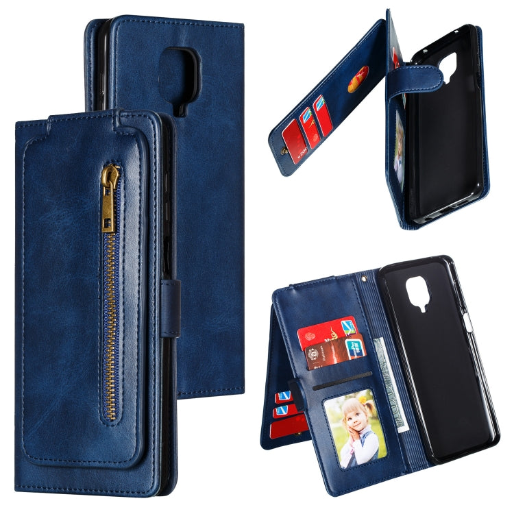 For Xiaomi Redmi Note 9 Pro Nine Card Zipper Bag Horizontal Flip Leather Case With Holder & Card Slots & Photo Frame & Wallet