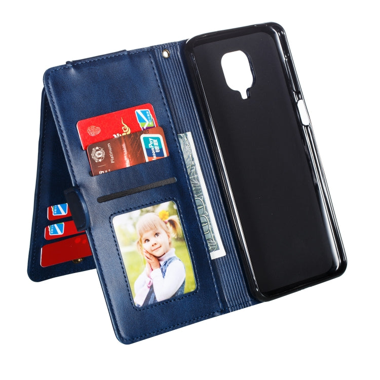 For Xiaomi Redmi Note 9 Pro Nine Card Zipper Bag Horizontal Flip Leather Case With Holder & Card Slots & Photo Frame & Wallet