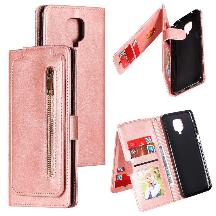 For Xiaomi Redmi Note 9 Pro Nine Card Zipper Bag Horizontal Flip Leather Case With Holder & Card Slots & Photo Frame & Wallet