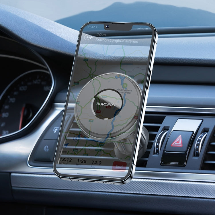 Borofone BH77 Seaside Air Outlet Ring Magnetic Car Holder(Metal Grey)