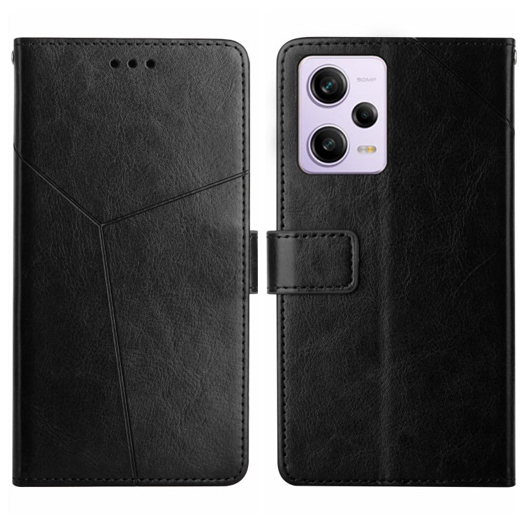 For Xiaomi Redmi Note 12 Pro 5G China HT01 Y-shaped Pattern Flip Leather Phone Case