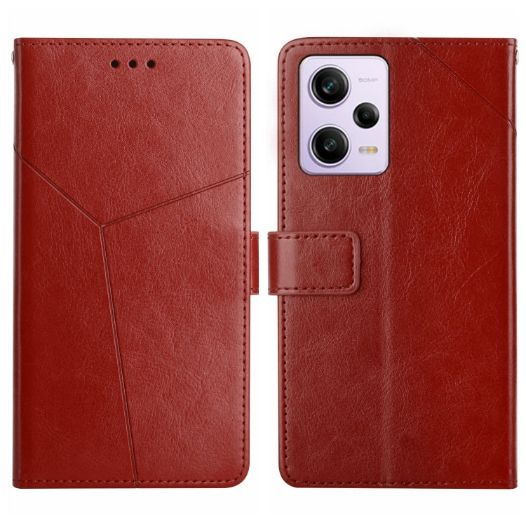 For Xiaomi Redmi Note 12 Pro 5G China HT01 Y-shaped Pattern Flip Leather Phone Case