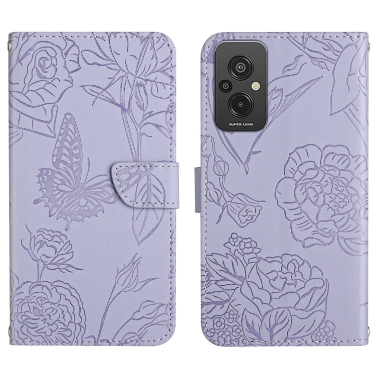 For Xiaomi Redmi 11 Prime 4G HT03 Skin Feel Butterfly Embossed Flip Leather Phone Case