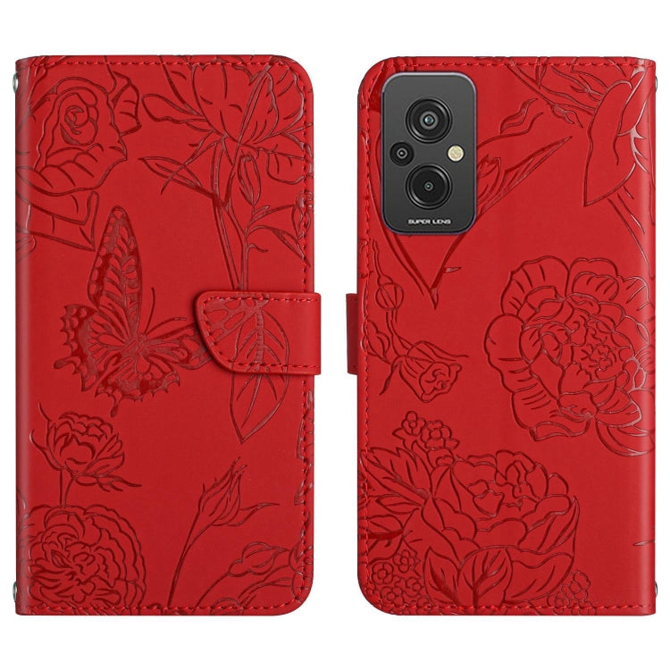 For Xiaomi Redmi 11 Prime 4G HT03 Skin Feel Butterfly Embossed Flip Leather Phone Case