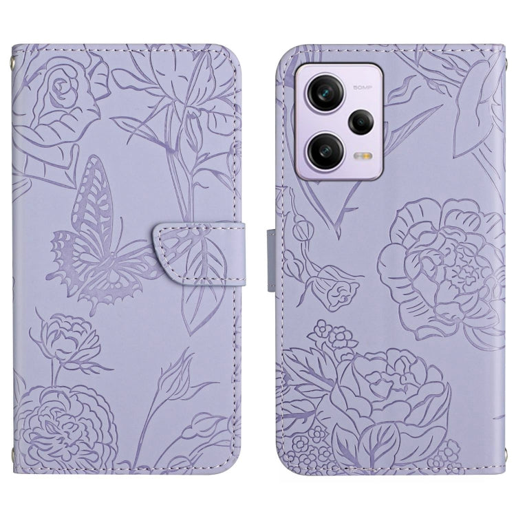 For Xiaomi Redmi Note 12 Pro 5G China HT03 Skin Feel Butterfly Embossed Flip Leather Phone Case