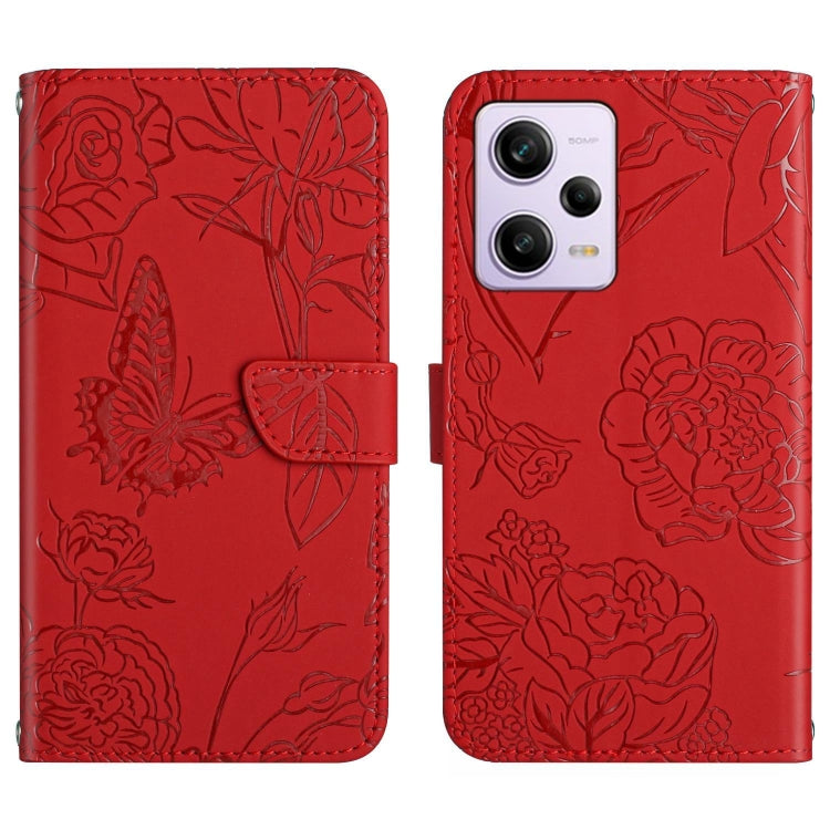 For Xiaomi Redmi Note 12 Pro+ China/Note 12 Explorer HT03 Skin Feel Butterfly Embossed Flip Leather Phone Case